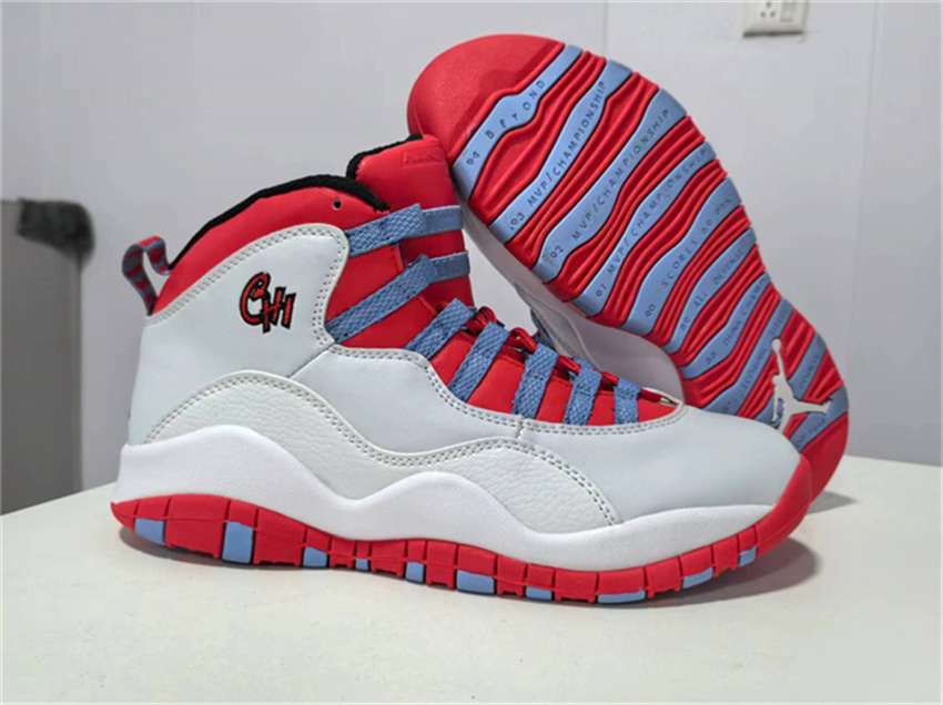 Men's White/Red Running Weapon Air Jordan 10 Shoes 007